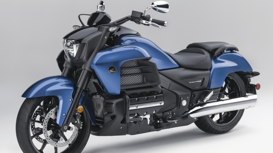 The 2014 Honda Gold Wing Valkyrie against a white background
