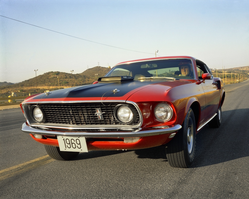 The 1969 Mustang Mach on the highway