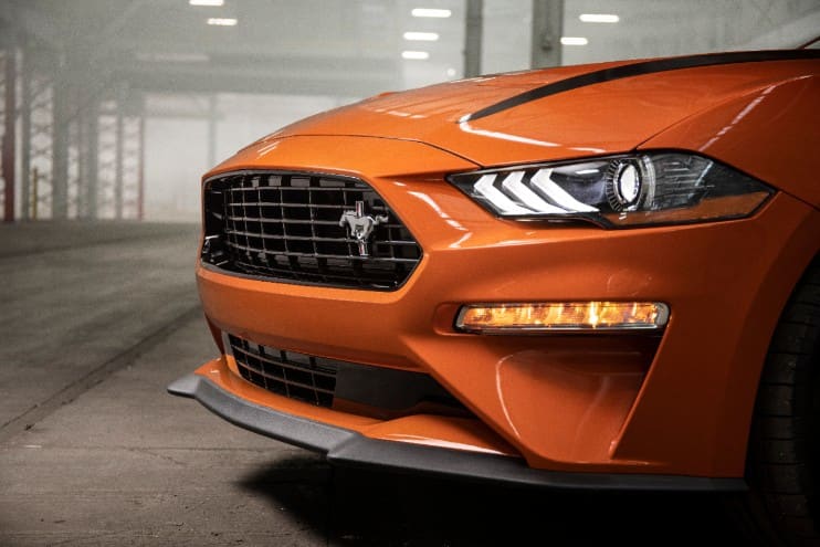 orange Ford Mustang