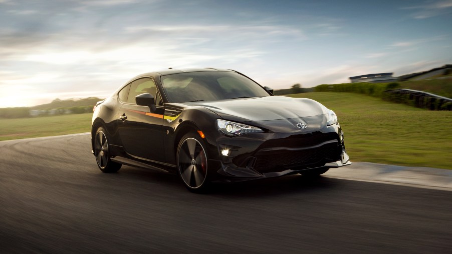 2020 Toyota 86 driving on a race track.