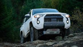 2020 Toyota 4Runner TRD Pro crawling over a rock