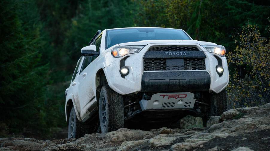 2020 Toyota 4Runner TRD Pro crawling over a rock