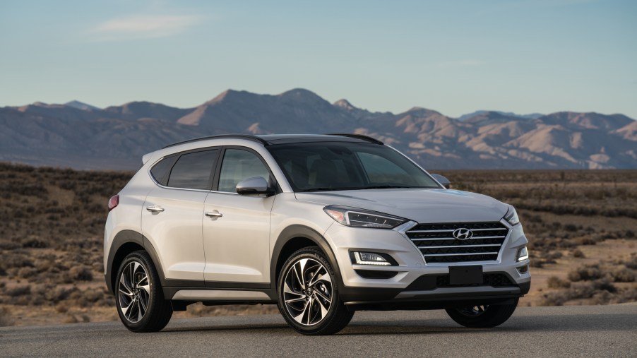 2019 Hyundai Tucson parked in front of mountain view