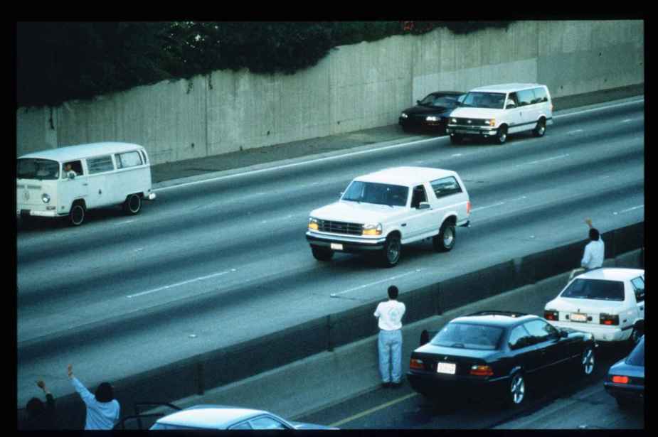 The white Ford Bronco O.J. Simpson was in during a long police chase in 1994