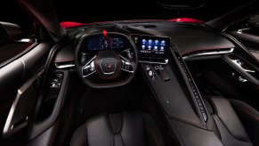 An panoramic shot of the 2020 Chevrolet Corvette interior.