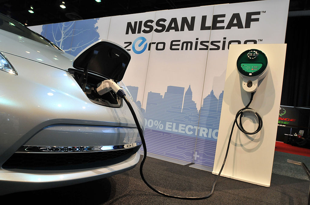 Nissan Leaf charging on stage