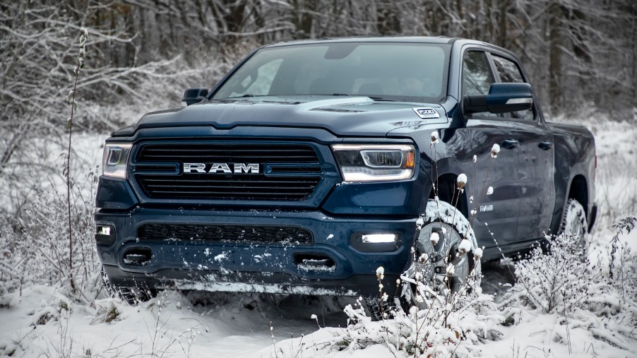 2019 Ram 1500 North Edition driving through snow