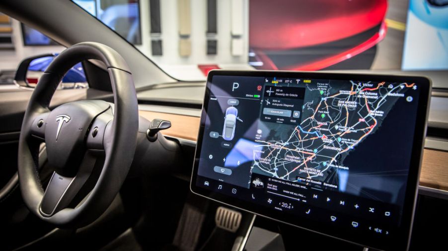 Touch screen navigation system in a Tesla Model 3