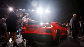 Next Gen Corvette Reveal - Attendees look at the 2020 Chevrolet Corvette Stingray