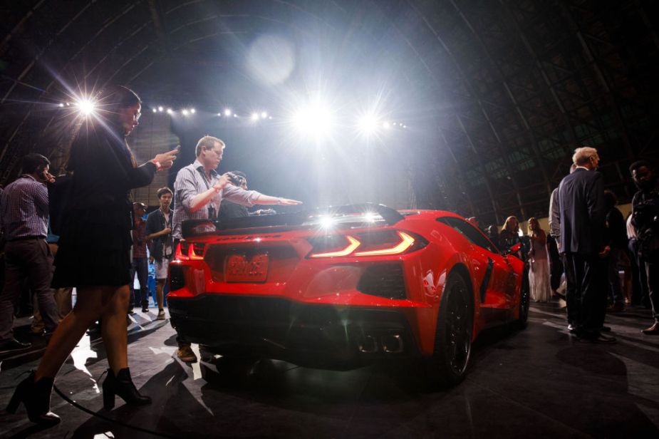Next Gen Corvette Reveal - Attendees look at the 2020 Chevrolet Corvette Stingray