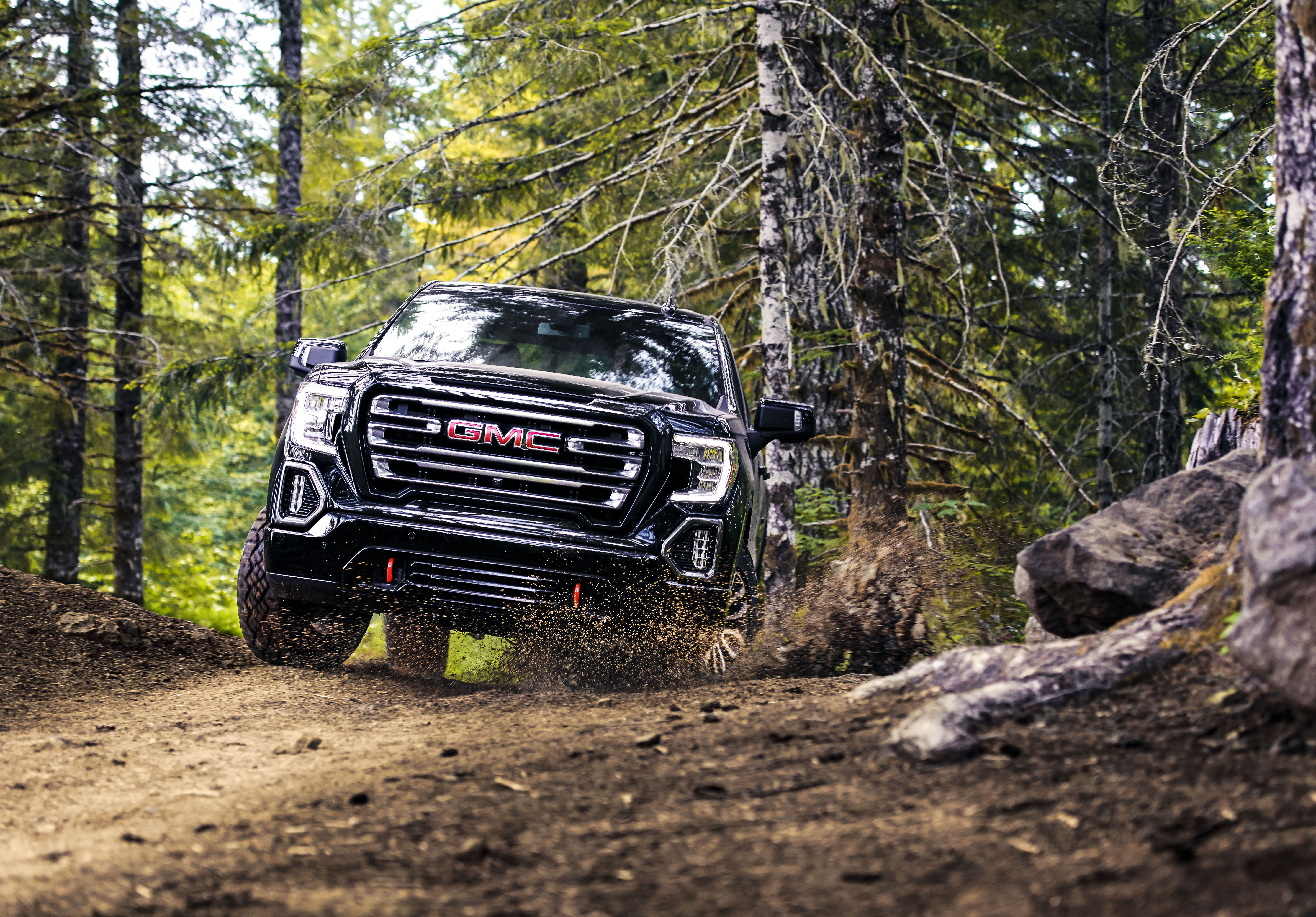 2020 GMC Sierra AT4 off-roading in the woods