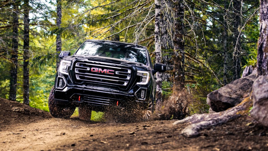 2020 GMC Sierra AT4 off-roading in the woods