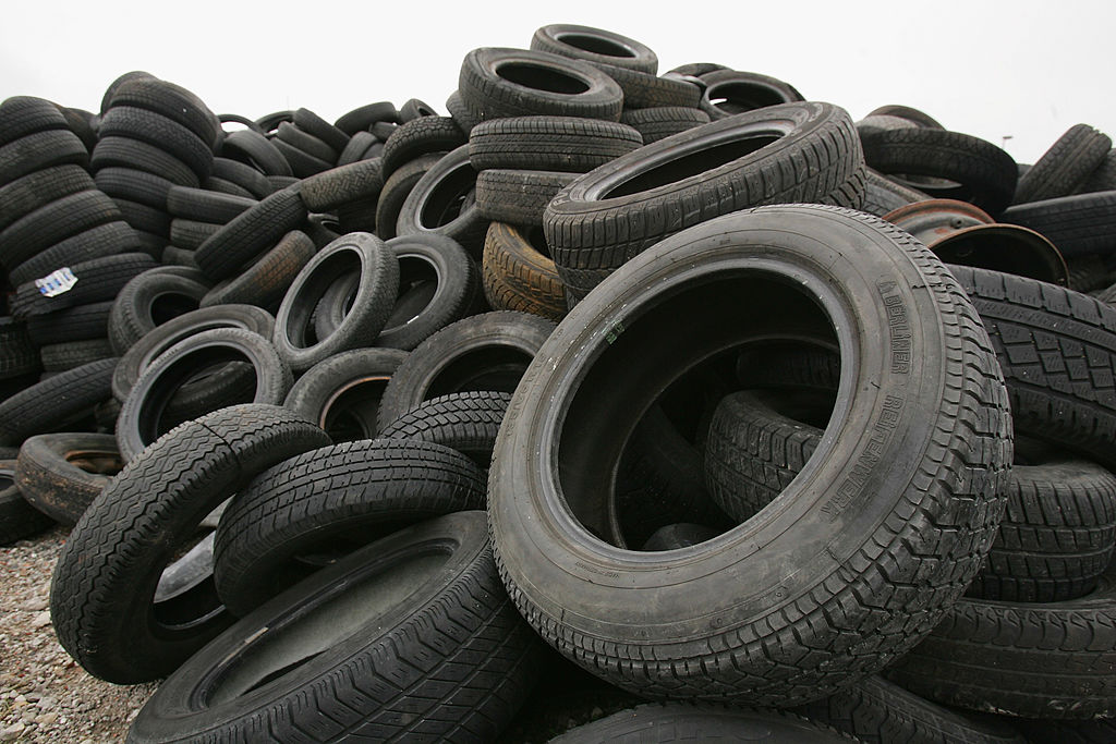 Car tires in a NASCAR stall