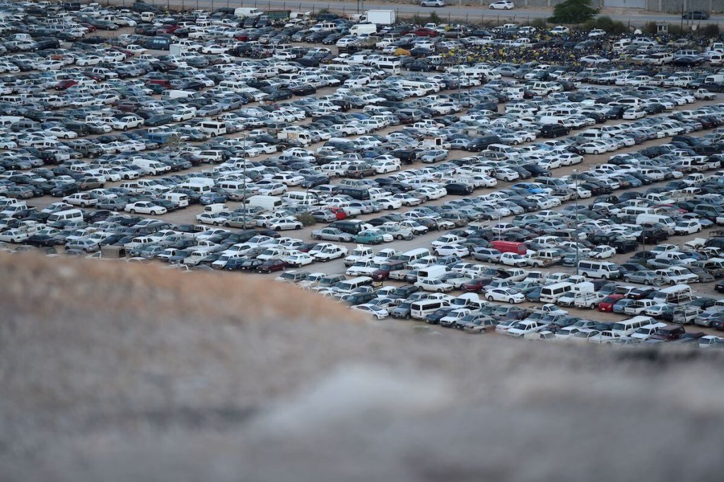 Cars in an impound lot