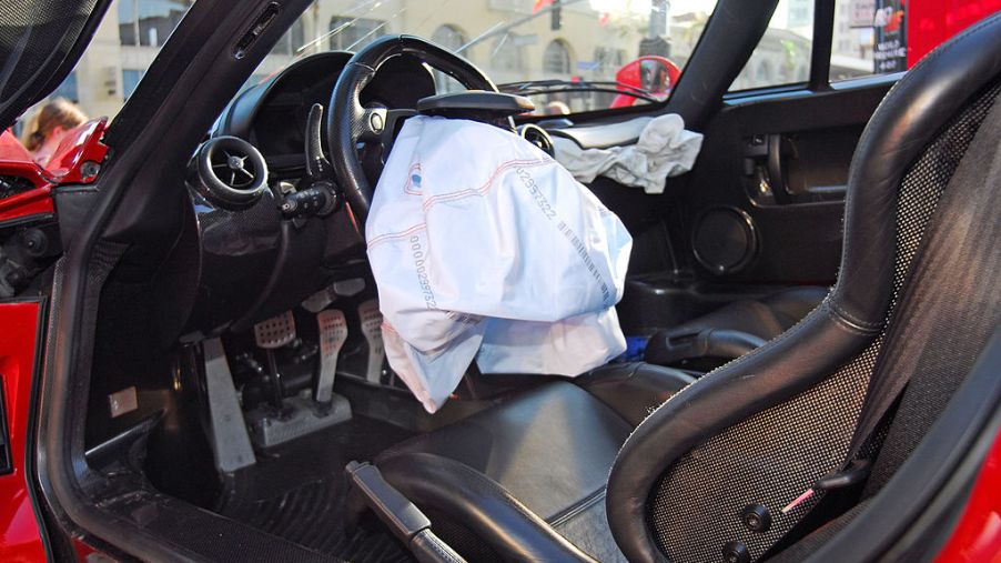 Car totaled with a deployed airbag