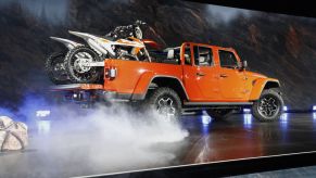 The Jeep Gladiator for 2020 towing two dirtbikes