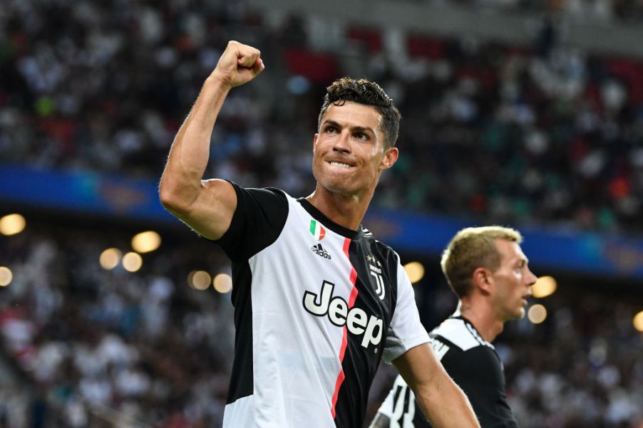 Cristiano Ronaldo celebrating a goal.