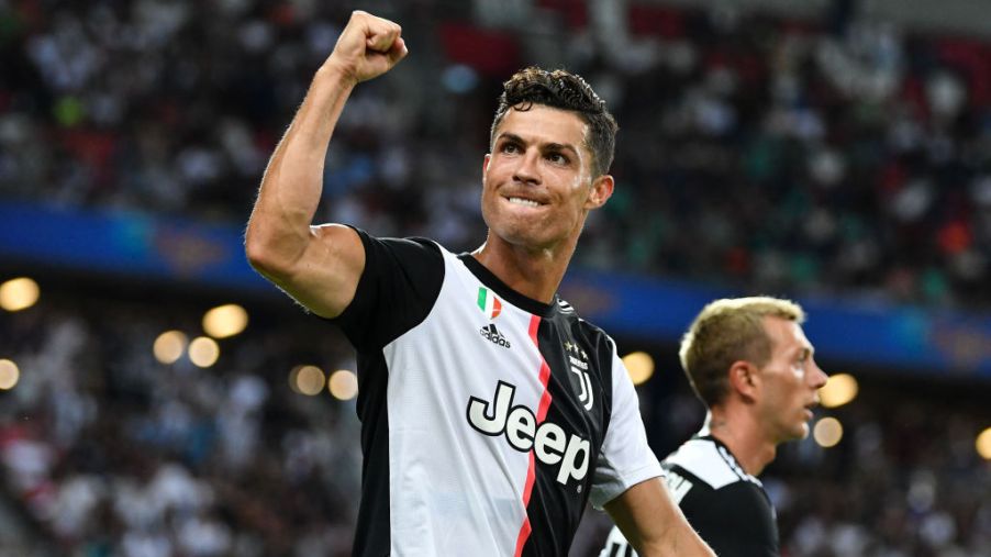 Cristiano Ronaldo celebrating a goal.