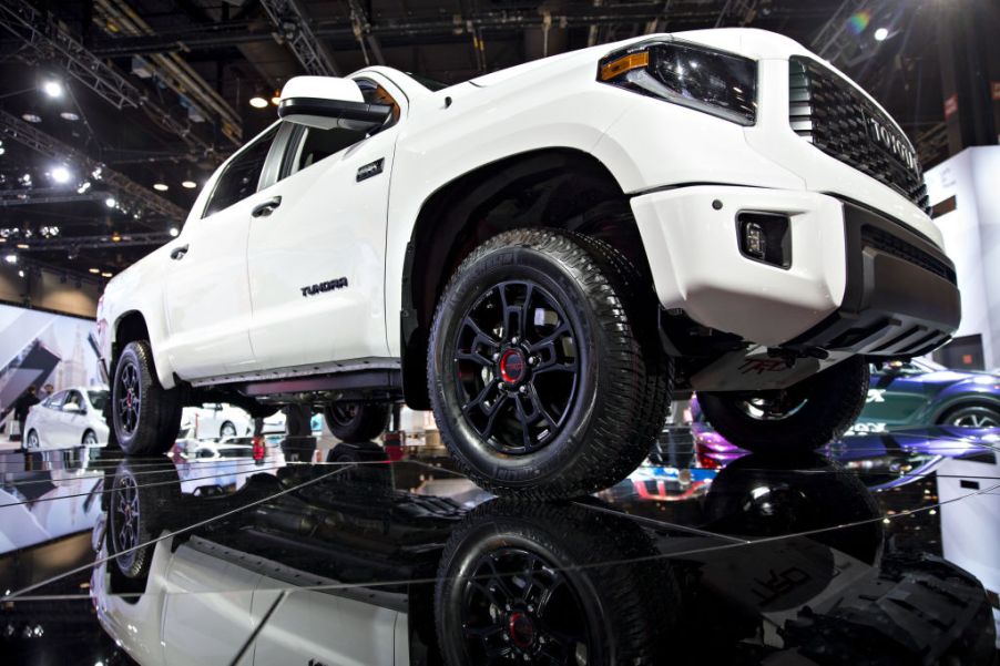Toyota Tundra TRD Pro pickup truck on display at auto show