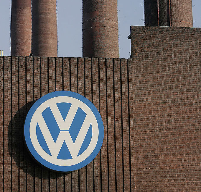 Volkswagen Logo displayed on its German factory.