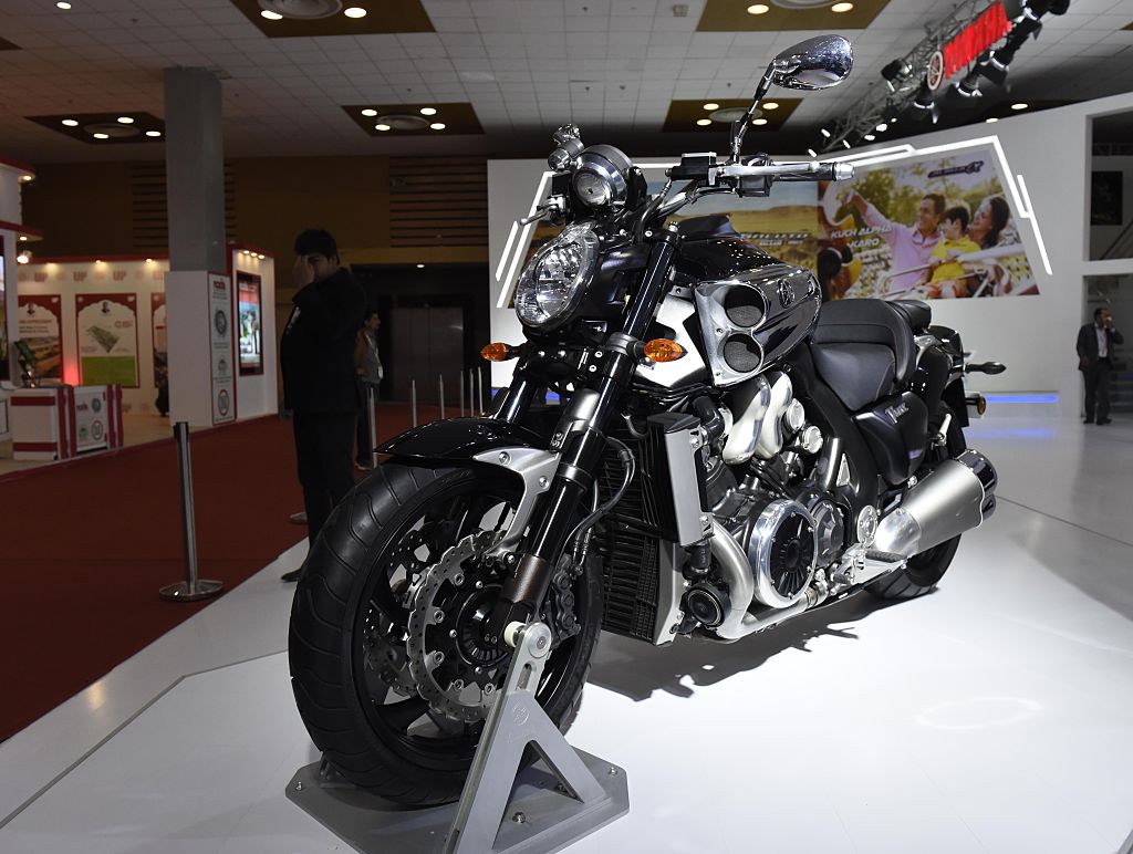 The Yamaha V-MAX bike on display