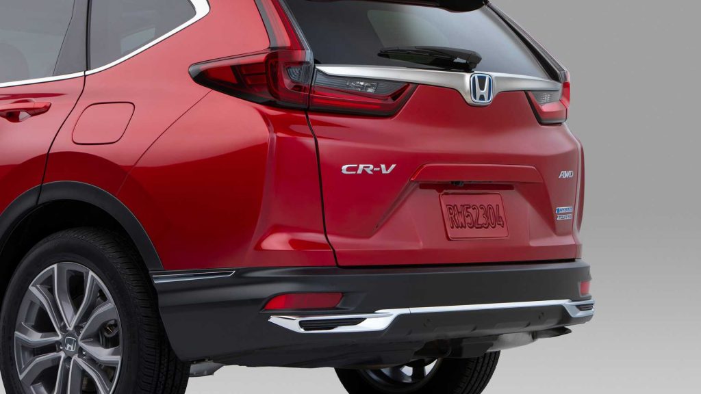 rear image of a red Honda CR-V
