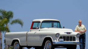 Jim Ellis with his 1955 Chevrolet Cameo Carrier pickup truck