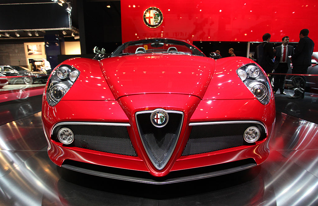 The Paris Auto Show hosts a 2010 Alfa Romeo 8C Spider Roadster
