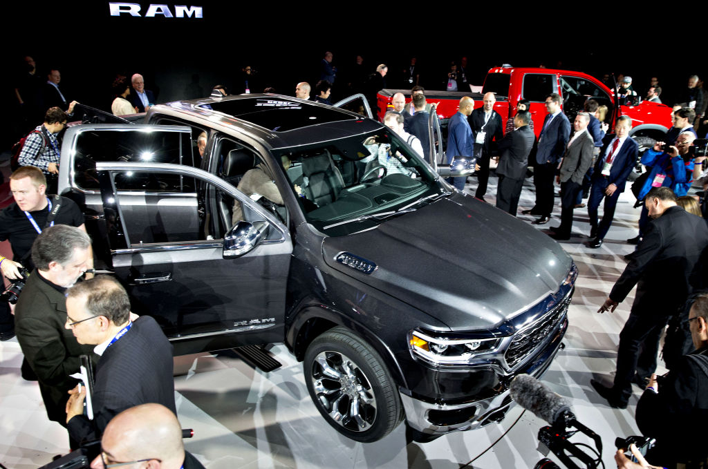 2019 Ram 1500 Limited pickup truck is displayed during the 2018 North American International Auto Show