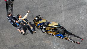 A Buell EBR NHRA Pro Stock Motorcycle before a race run