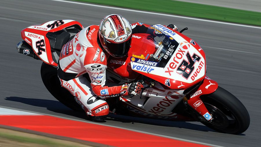 Michel Fabrizio of Italy powers his Ducati 1098R at the Superbike World Championship