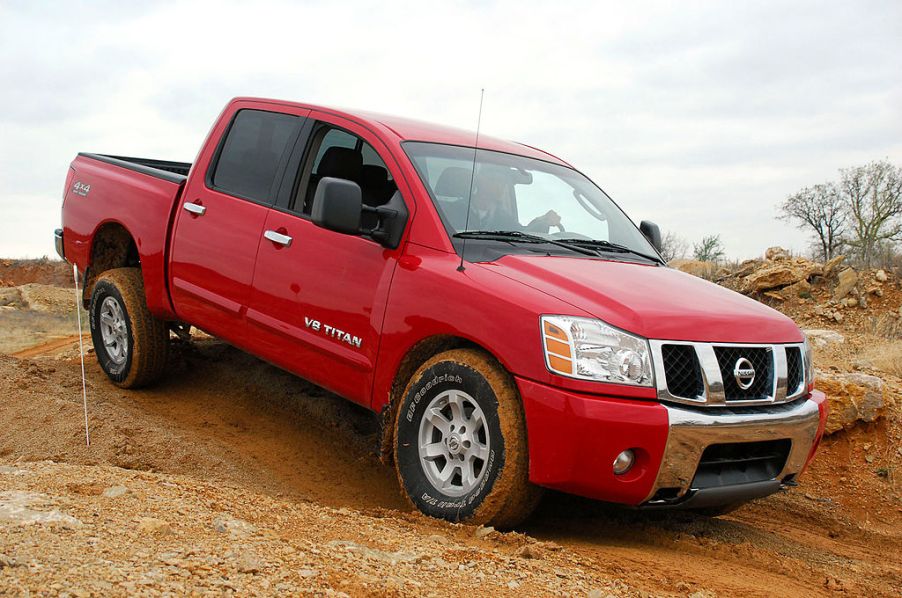 A 2006 Nissan Titan driving off-road.