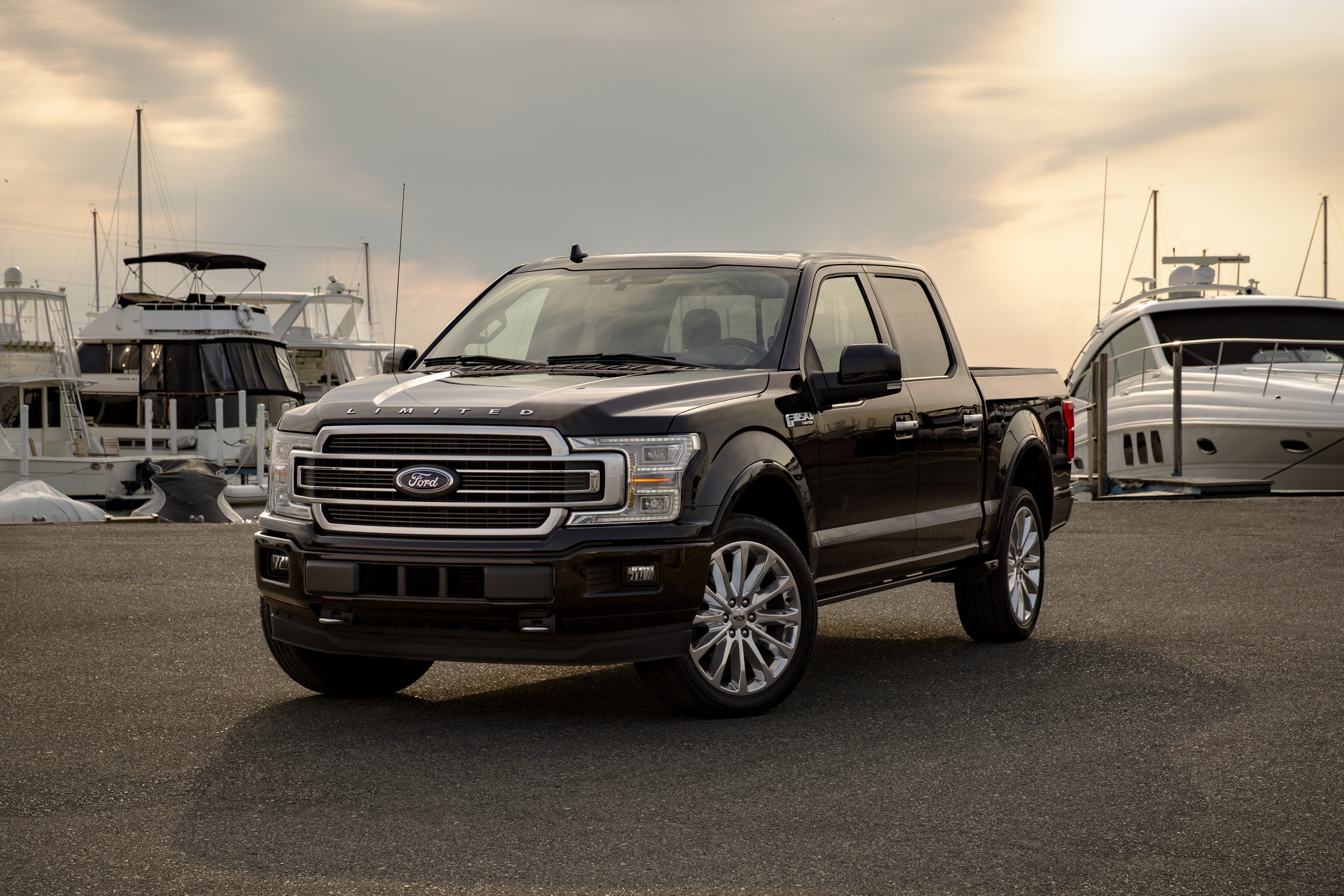 A Ford F-150 Crew Cab Limited in a harbor
