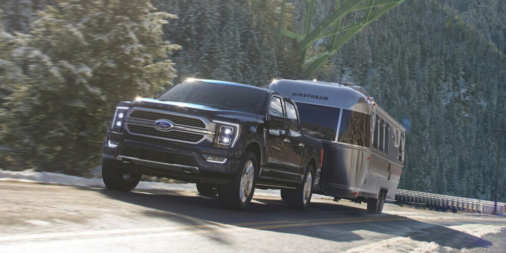 The 2023 Ford F-150 towing a trailer