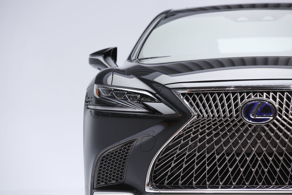 A Lexus LS 500h hybrid automobile is competition for the Mercedes-Benz S-Class in the luxury car segment