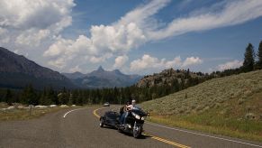 Motorcycle on pass in Montana
