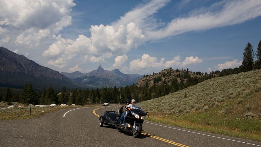 Motorcycle on pass in Montana