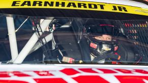 Race car driver Dale Earnhardt Jr. in his car.