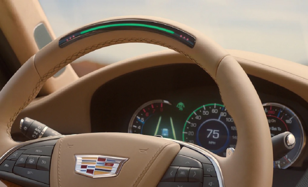 A view of Cadillac's Super Cruise ADAS display