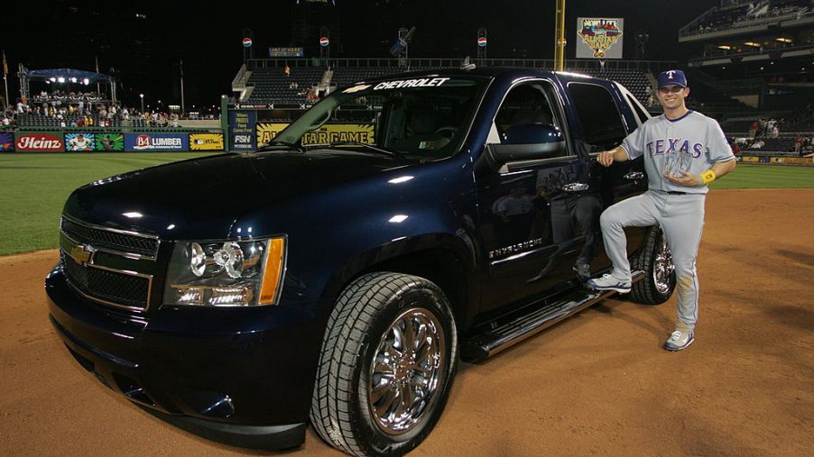 Michael Young of the Texas Rangers is awarded a Chevy Avalanche as the MVP of the 2006 All-Star Game
