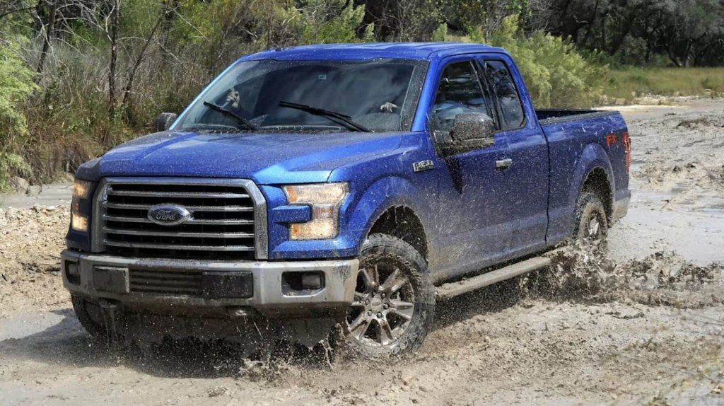 The 2016 Ford F-150 off-roading in mud 
