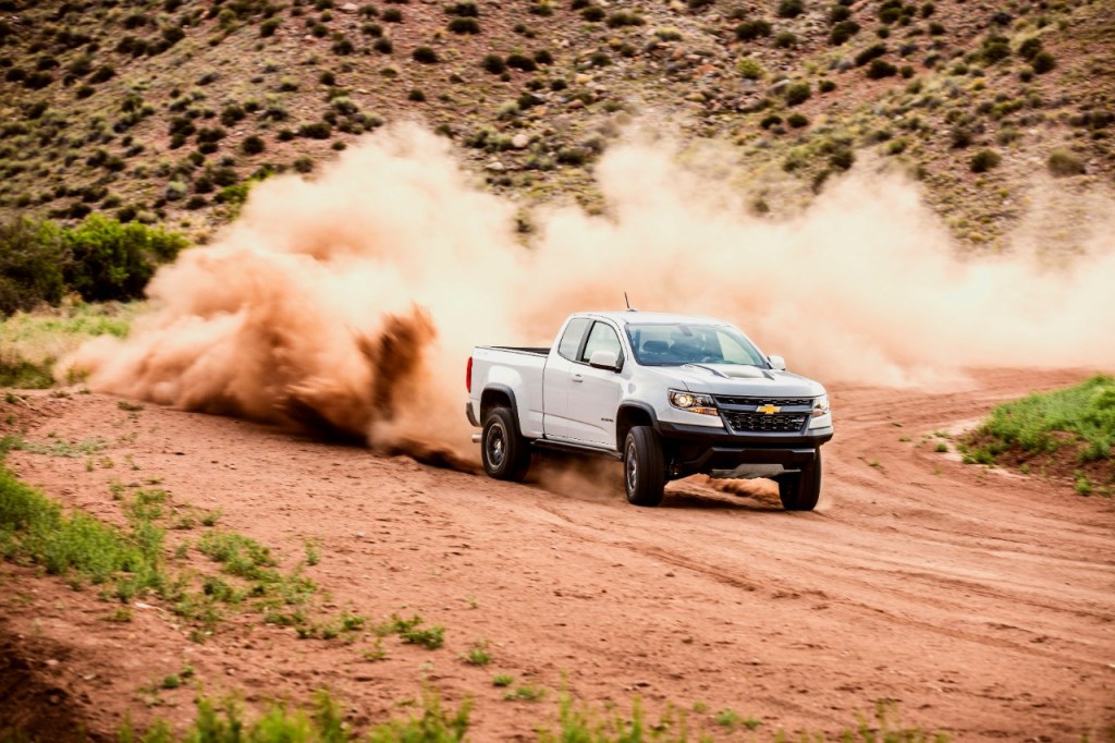 The 2020 Chevrolet Colorado ZR2 barrels down a dirt road