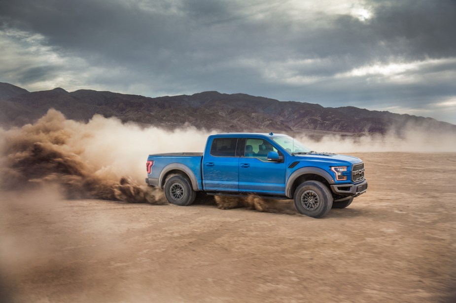 2020 Ford F-150 driving through sand in desert