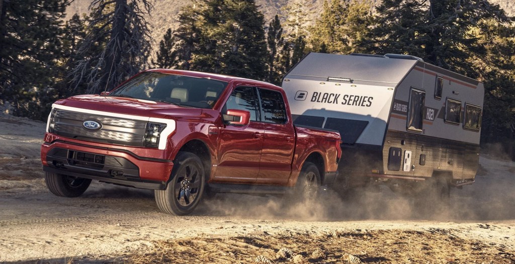 The 2023 Ford F-150 Lightning towing a trailer