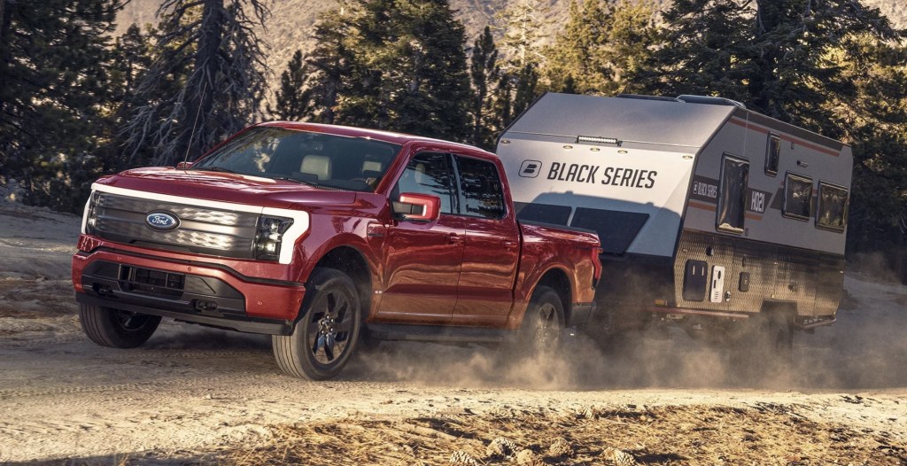 The 2023 Ford F-150 Lightning towing a trailer 