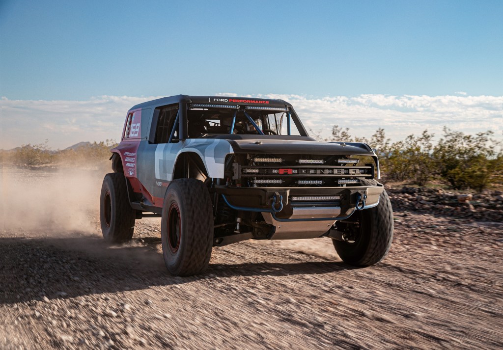 Ford Bronco R race prototype races through desert
