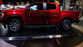 A GMC Canyon on display at an auto show.
