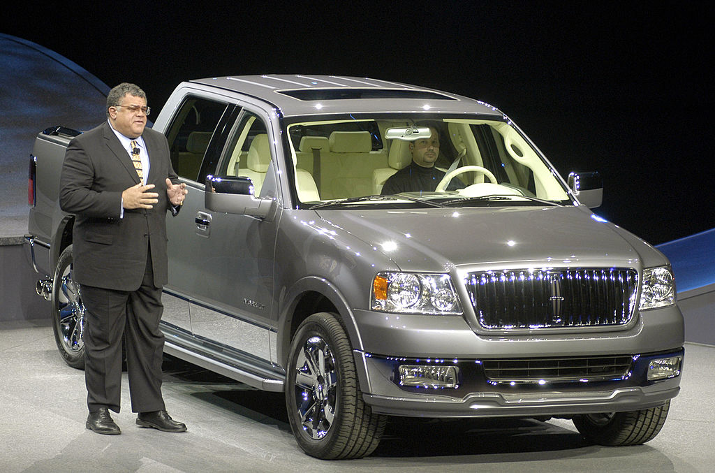 The Lincoln Mark LT being debuted at an auto show.