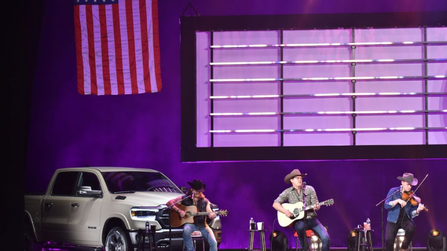 A special edition Ram truck on stage during a charity concert.