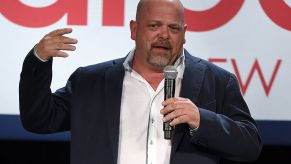 Rick Harrison speaks at a rally event.